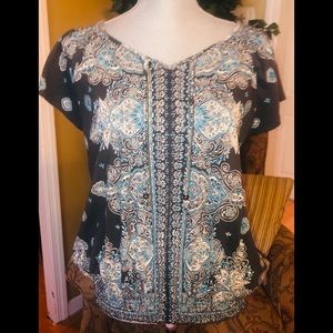 Comfy and Pretty Blue & White Peasant Blouse